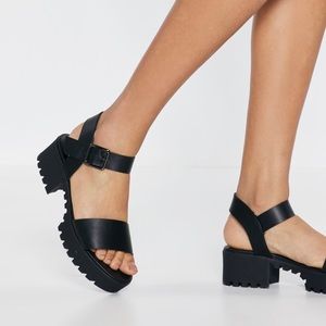 NWOT NastyGal Big You Up Black Sandals